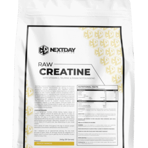 A red and yellow labelled bag of creatine.